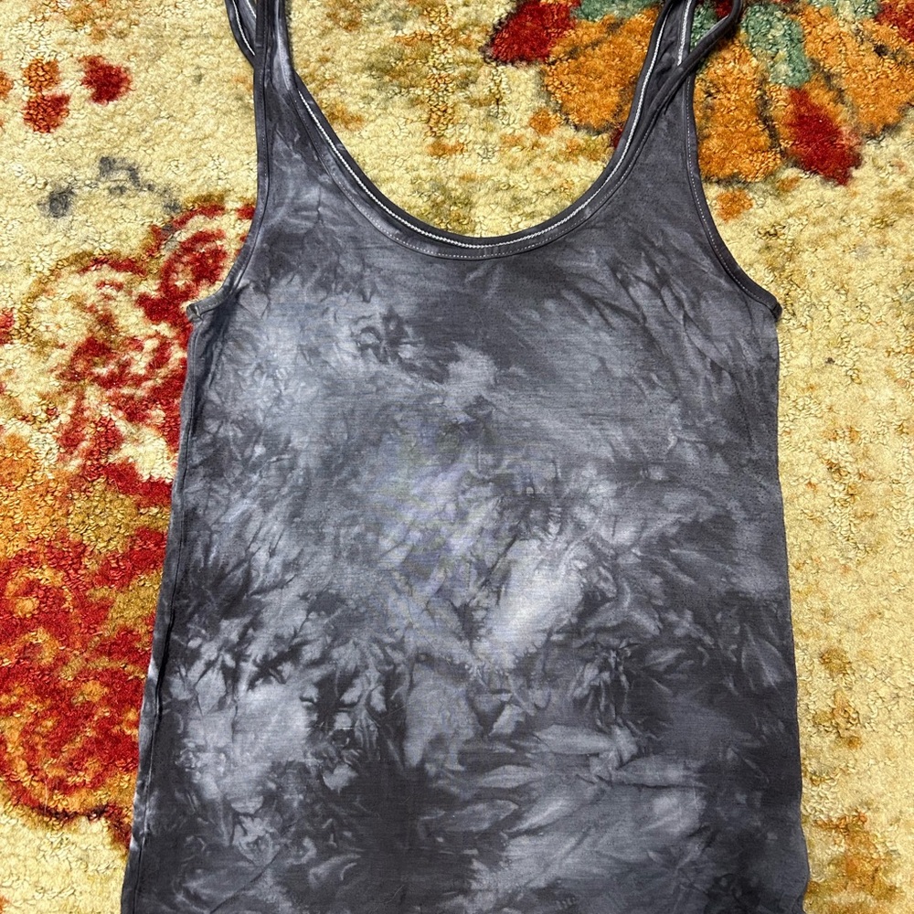 American Eagle Outfitters Charcoal Tie-Dye Tank Top